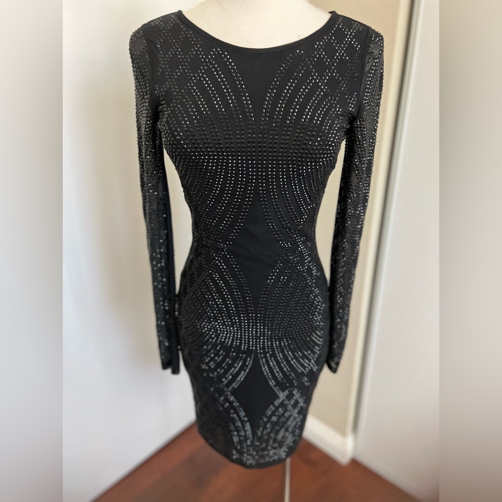 Windsor Black mini dress. Size XS/S . With black rhinestone design .